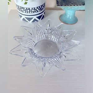 Mikasa starmist candleholder etched ridged crystal glass 8”